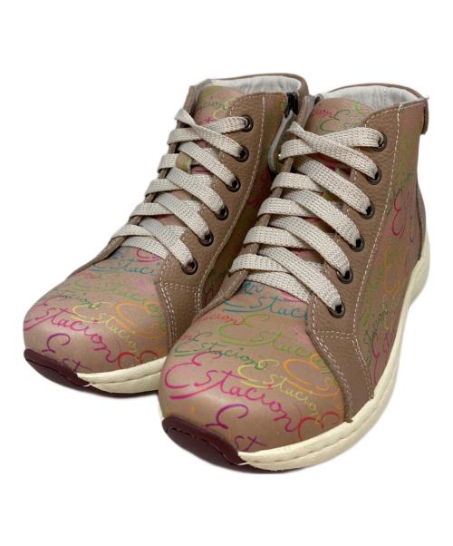 estacion（エスタシオ）ESTACION (エスタシオ) ロゴエアサイクル本革ハイカットスニーカー ベージュ サイズ:SIZE Sの古着・服飾アイテム
