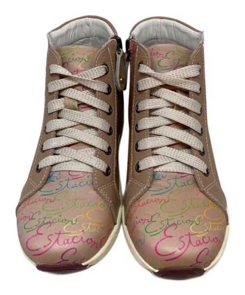 estacion（エスタシオ）ESTACION (エスタシオ) ロゴエアサイクル本革ハイカットスニーカー ベージュ サイズ:SIZE Sの古着・服飾アイテム