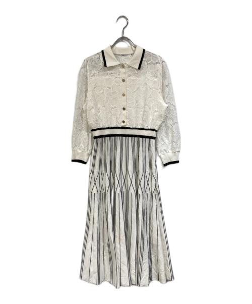 Diagram（ダイアグラム）Diagram (ダイアグラム) 銀釦ニットワンピース ホワイト サイズ:SIZE 38の古着・服飾アイテム