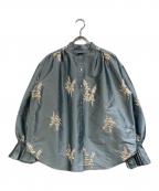 ne quittez pas×TOMORROW LANDヌキテパ×トゥモローランド）の古着「別注エンブロイダリータフタブラウス」｜スカイブルー