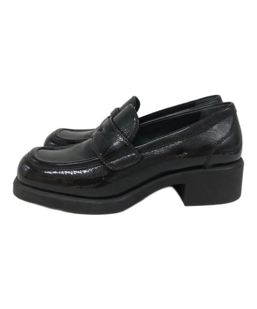 MIU MIU（ミュウミュウ）MIU MIU (ミュウミュウ) スクエアトゥローファー ブラック サイズ:SIZE 37 1/2の古着・服飾アイテム