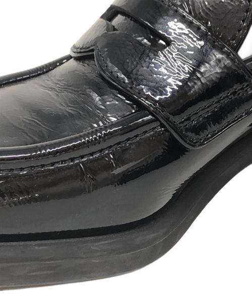 MIU MIU（ミュウミュウ）MIU MIU (ミュウミュウ) スクエアトゥローファー ブラック サイズ:SIZE 37 1/2の古着・服飾アイテム
