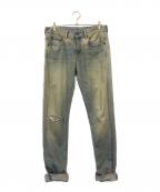 OFFWHITEオフホワイト）の古着「Striped Distressed Blue Jeans」｜インディゴ