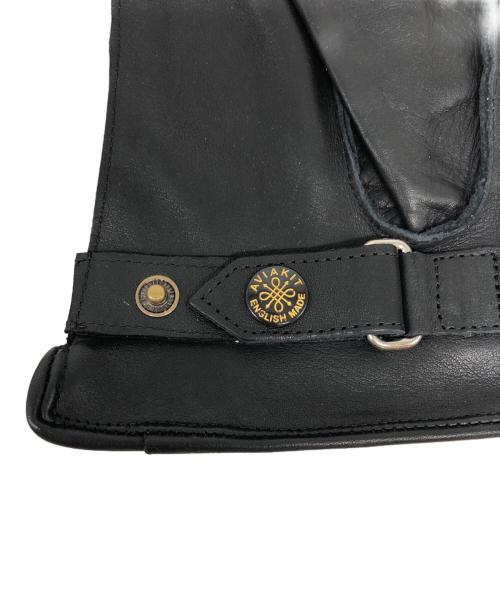 Lewis Leathers（ルイスレザース）Lewis Leathers (ルイスレザース) ロゴプリントレザーグローブ ブラック サイズ:Mの古着・服飾アイテム