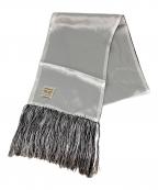 Lewis Leathersルイスレザース）の古着「ダブルフェイスフリンジシルクストール」｜ブラック×ホワイト