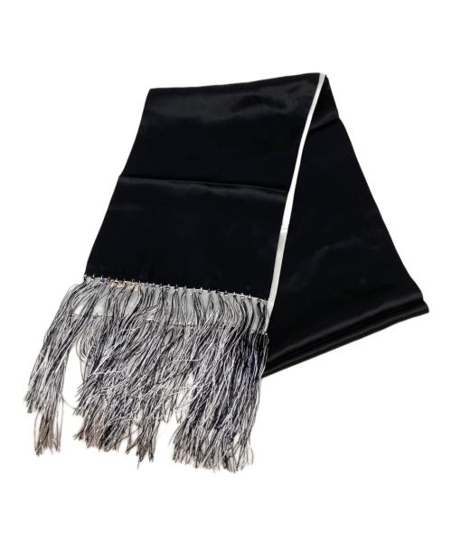 Lewis Leathers（ルイスレザース）Lewis Leathers (ルイスレザース) ダブルフェイスフリンジシルクストール ブラック×ホワイトの古着・服飾アイテム