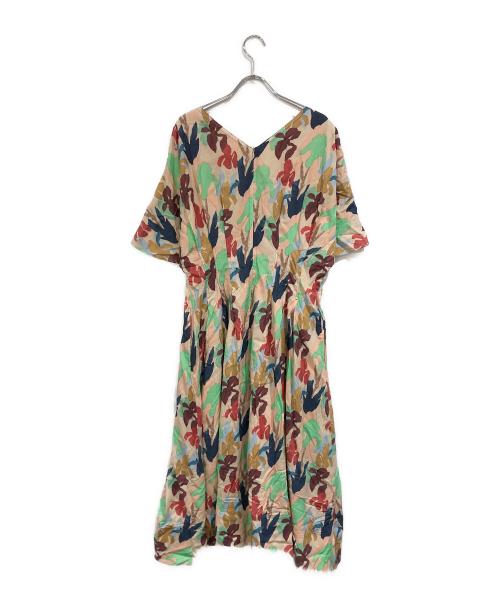 PAUL SMITH（ポールスミス）Paul Smith (ポールスミス) 総柄フレアワンピース ベージュ サイズ:SIZE 44Lの古着・服飾アイテム