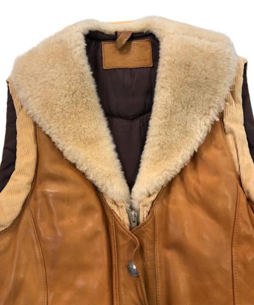 STORM MOUNTAIN SPORTSWEAR（ストーム マウンテン スポーツウェア）STORM MOUNTAIN SPORTSWEAR (ストーム マウンテン スポーツウェア) オールドレザー切替ダウンベスト ブラウン サイズ:14の古着・服飾アイテム