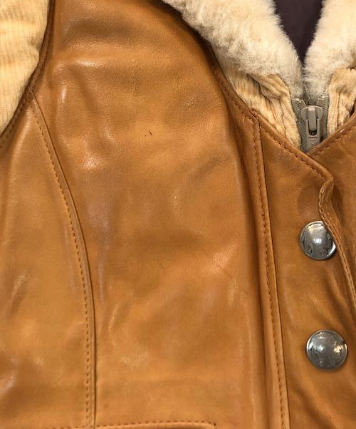 STORM MOUNTAIN SPORTSWEAR（ストーム マウンテン スポーツウェア）STORM MOUNTAIN SPORTSWEAR (ストーム マウンテン スポーツウェア) オールドレザー切替ダウンベスト ブラウン サイズ:14の古着・服飾アイテム