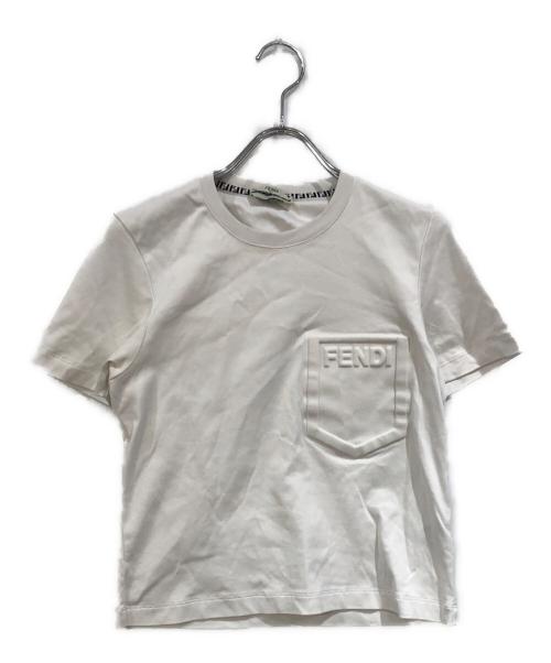 FENDI（フェンディ）FENDI (フェンディ) ロゴエンボス クロップドTシャツ ホワイト サイズ:SIZE XXSの古着・服飾アイテム