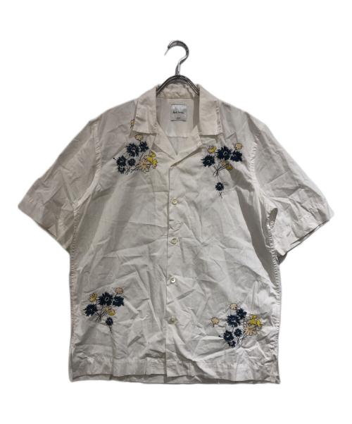 PAUL SMITH（ポールスミス）PAUL SMITH (ポールスミス) フラワー刺繍オープンカラーシャツ ホワイト サイズ:Mの古着・服飾アイテム