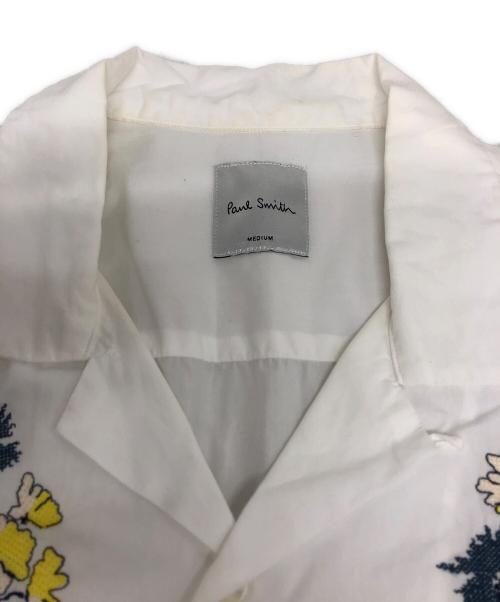 PAUL SMITH（ポールスミス）PAUL SMITH (ポールスミス) フラワー刺繍オープンカラーシャツ ホワイト サイズ:Mの古着・服飾アイテム