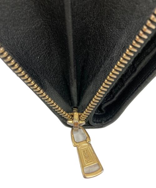 Saint Laurent Paris（サンローランパリ）Saint Laurent Paris (サンローランパリ) YSLロゴコンパクトジップウォレット ブラックの古着・服飾アイテム