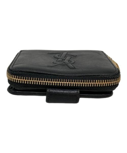 Saint Laurent Paris（サンローランパリ）Saint Laurent Paris (サンローランパリ) YSLロゴコンパクトジップウォレット ブラックの古着・服飾アイテム