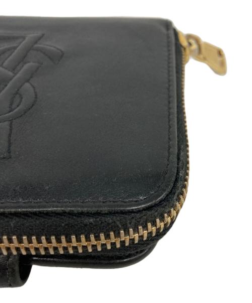 Saint Laurent Paris（サンローランパリ）Saint Laurent Paris (サンローランパリ) YSLロゴコンパクトジップウォレット ブラックの古着・服飾アイテム