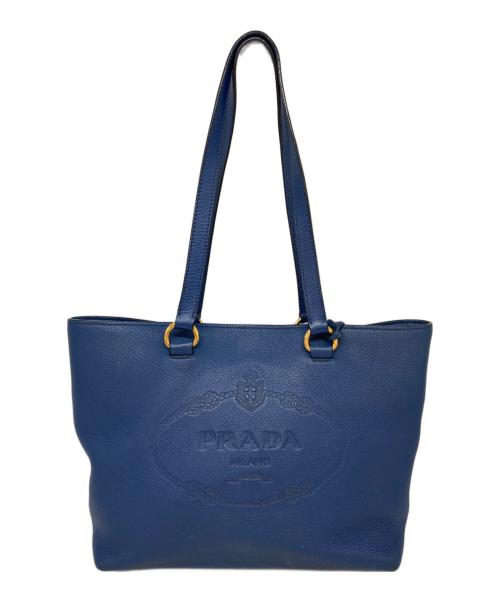 PRADA（プラダ）PRADA (プラダ) ヴィッテロダイノエンボスロゴトートバッグ ネイビーの古着・服飾アイテム