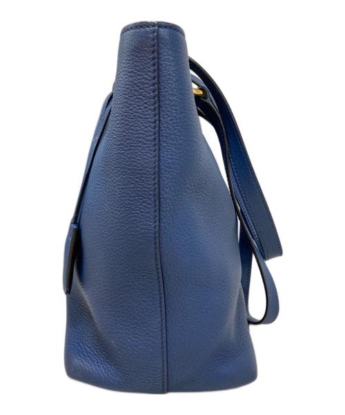 PRADA（プラダ）PRADA (プラダ) ヴィッテロダイノエンボスロゴトートバッグ ネイビーの古着・服飾アイテム