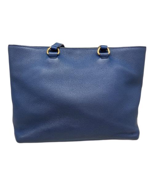 PRADA（プラダ）PRADA (プラダ) ヴィッテロダイノエンボスロゴトートバッグ ネイビーの古着・服飾アイテム