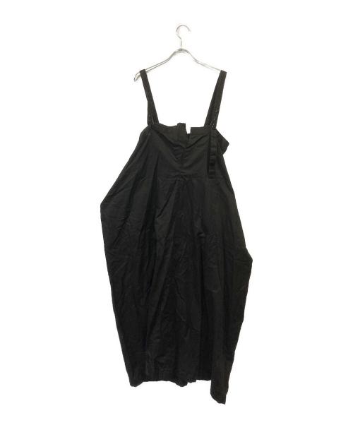 Y's（ワイズ）Y's (ワイズ) THIN COTTON TWILL ASYMMETERIC SHOULDER STRAP DRESS ブラック サイズ:SIZE 2の古着・服飾アイテム