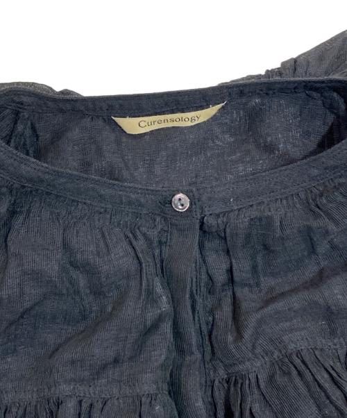 Curensology（カレンソロジー）Curensology (カレンソロジー) リネンブレンドシアーブラウス ブラック サイズ:SIZE Freeの古着・服飾アイテム