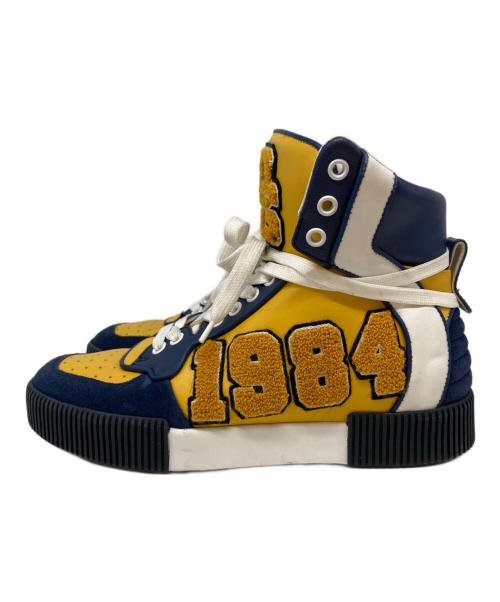 DOLCE & GABBANA（ドルチェ＆ガッバーナ）DOLCE & GABBANA (ドルチェ＆ガッバーナ) ハイカットスニーカー ネイビー×イエロー サイズ:SIZE 5の古着・服飾アイテム