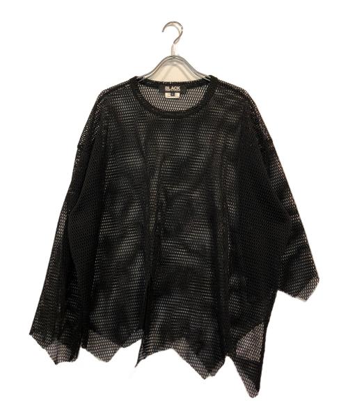 BLACK COMME des GARCONS（ブラックコムデギャルソン）BLACK COMME des GARCONS (ブラックコムデギャルソン) 短冊プルオーバーメッシュカットソー ブラック サイズ:Lの古着・服飾アイテム