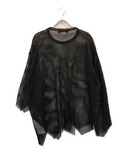 BLACK COMME des GARCONS（ブラックコムデギャルソン）BLACK COMME des GARCONS (ブラックコムデギャルソン) 短冊プルオーバーメッシュカットソー ブラック サイズ:Lの古着・服飾アイテム