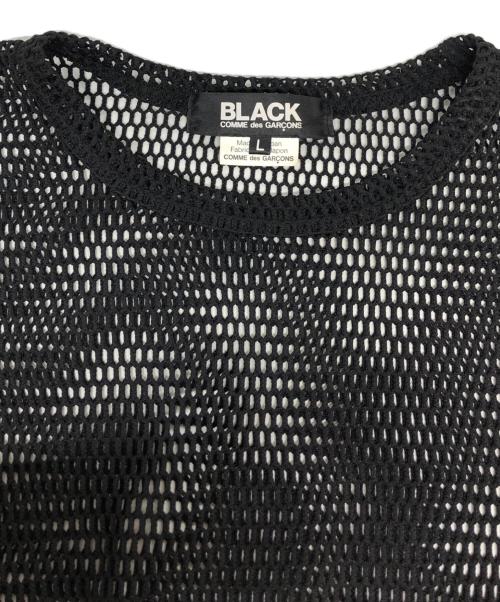BLACK COMME des GARCONS（ブラックコムデギャルソン）BLACK COMME des GARCONS (ブラックコムデギャルソン) 短冊プルオーバーメッシュカットソー ブラック サイズ:Lの古着・服飾アイテム