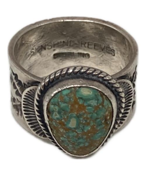 SUNSHINE REEVES（サンシャインリーブス）SUNSHINE REEVES (サンシャインリーブス) キングマンターコイズ スタンプワークリング シルバー×グリーン サイズ:17号の古着・服飾アイテム