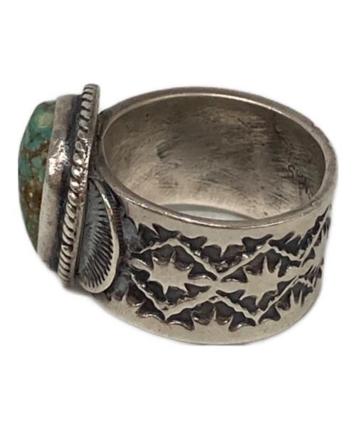 SUNSHINE REEVES（サンシャインリーブス）SUNSHINE REEVES (サンシャインリーブス) キングマンターコイズ スタンプワークリング シルバー×グリーン サイズ:17号の古着・服飾アイテム