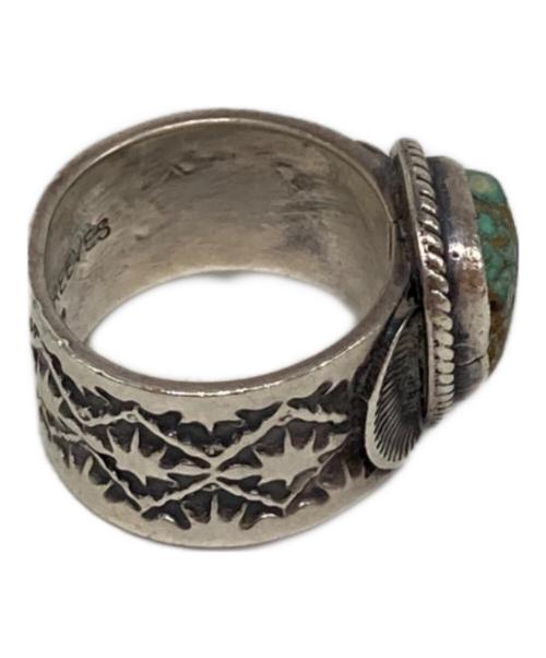 SUNSHINE REEVES（サンシャインリーブス）SUNSHINE REEVES (サンシャインリーブス) キングマンターコイズ スタンプワークリング シルバー×グリーン サイズ:17号の古着・服飾アイテム