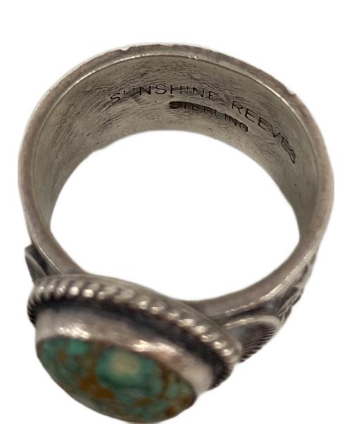 SUNSHINE REEVES（サンシャインリーブス）SUNSHINE REEVES (サンシャインリーブス) キングマンターコイズ スタンプワークリング シルバー×グリーン サイズ:17号の古着・服飾アイテム