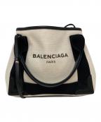 BALENCIAGAバレンシアガ）の古着「ネイビーカバス XS 2wayバッグ」｜ブラック×ベージュ