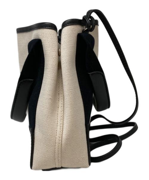 BALENCIAGA（バレンシアガ）BALENCIAGA (バレンシアガ) ネイビーカバス XS 2wayバッグ ブラック×ベージュの古着・服飾アイテム