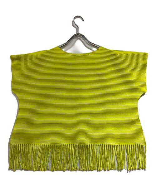 me ISSEY MIYAKE（ミーイッセイ ミヤケ）me ISSEY MIYAKE (ミーイッセイ ミヤケ) プリーツフリンジカットソー イエロー サイズ:Freeの古着・服飾アイテム