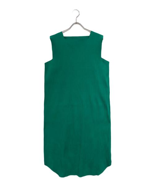 me ISSEY MIYAKE（ミーイッセイ ミヤケ）me ISSEY MIYAKE (ミーイッセイ ミヤケ) プリーツワンピース グリーン サイズ:Freeの古着・服飾アイテム