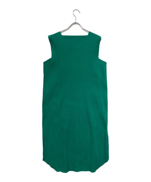me ISSEY MIYAKE（ミーイッセイ ミヤケ）me ISSEY MIYAKE (ミーイッセイ ミヤケ) プリーツワンピース グリーン サイズ:Freeの古着・服飾アイテム