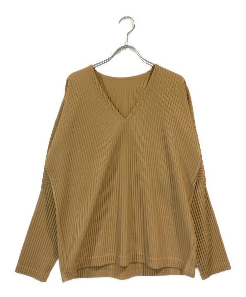 HOMME PLISSE ISSEY MIYAKE（オム プリッセ イッセイ ミヤケ）HOMME PLISSE ISSEY MIYAKE (オム プリッセ イッセイ ミヤケ) 長袖プリーツカットソー ベージュ サイズ:SIZE 3の古着・服飾アイテム