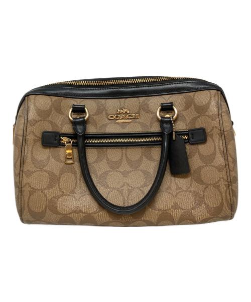 COACH（コーチ）COACH (コーチ) ローアン サッチェル シグネチャー キャンバス ブラウン×ブラックの古着・服飾アイテム