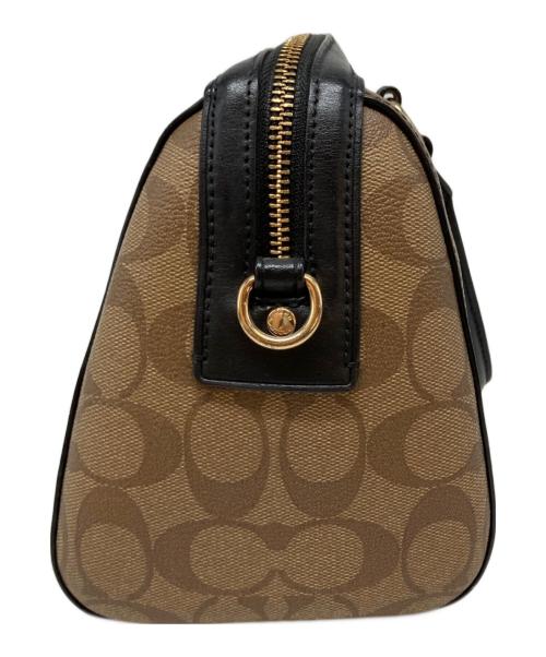 COACH（コーチ）COACH (コーチ) ローアン サッチェル シグネチャー キャンバス ブラウン×ブラックの古着・服飾アイテム