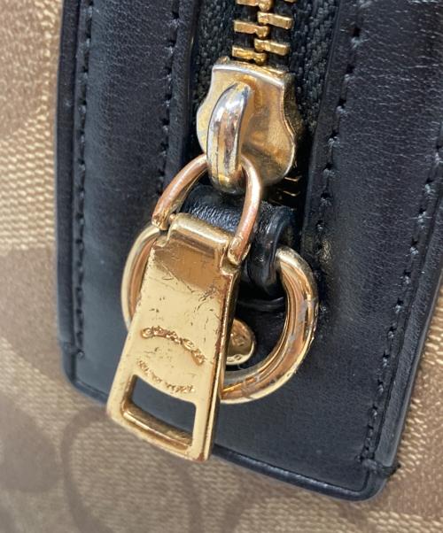 COACH（コーチ）COACH (コーチ) ローアン サッチェル シグネチャー キャンバス ブラウン×ブラックの古着・服飾アイテム