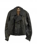 EMPORIO ARMANIエンポリオアルマーニ）の古着「ロゴワッペンレザーポリスマンジャケット」｜ブラック