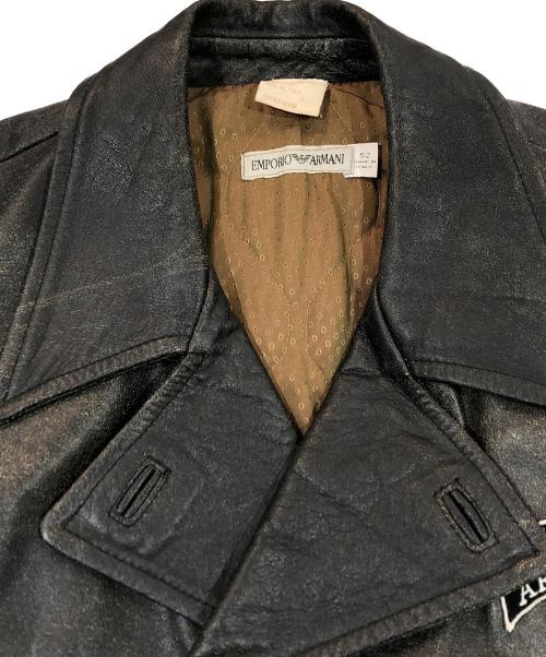 EMPORIO ARMANI（エンポリオ アルマーニ）EMPORIO ARMANI (エンポリオアルマーニ) ロゴワッペンレザーポリスマンジャケット ブラック サイズ:SIZE 52の古着・服飾アイテム