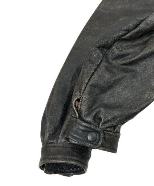 EMPORIO ARMANI（エンポリオ アルマーニ）EMPORIO ARMANI (エンポリオアルマーニ) ロゴワッペンレザーポリスマンジャケット ブラック サイズ:SIZE 52の古着・服飾アイテム