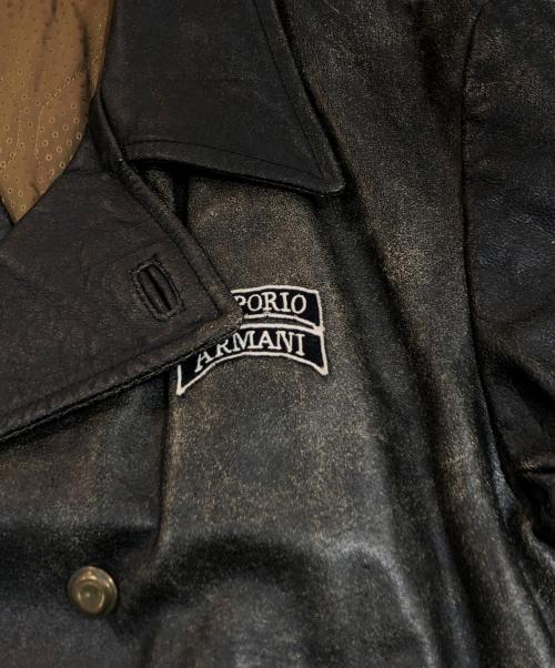 EMPORIO ARMANI（エンポリオ アルマーニ）EMPORIO ARMANI (エンポリオアルマーニ) ロゴワッペンレザーポリスマンジャケット ブラック サイズ:SIZE 52の古着・服飾アイテム