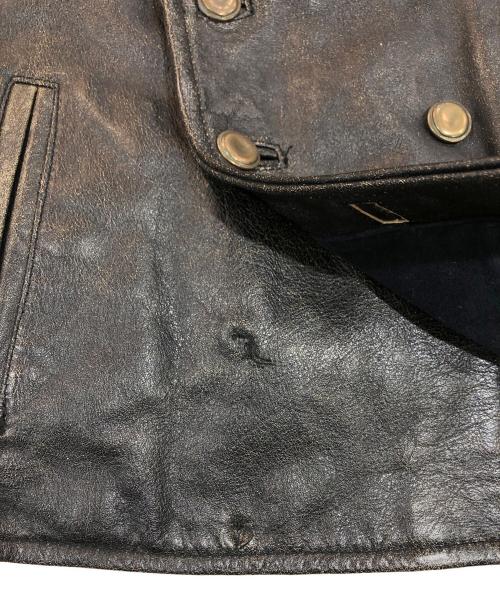 EMPORIO ARMANI（エンポリオ アルマーニ）EMPORIO ARMANI (エンポリオアルマーニ) ロゴワッペンレザーポリスマンジャケット ブラック サイズ:SIZE 52の古着・服飾アイテム