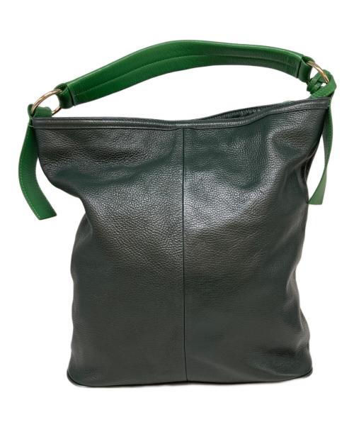 HINC NUNC（ヒンクヌンク）HINC NUNC (ヒンクヌンク) ONE HANDLE SHOULDER LEATHER TOTE BAG グリーンの古着・服飾アイテム