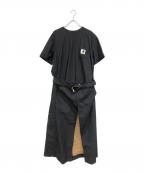 sacai×CarHarttサカイ×カーハート）の古着「24ssボンディング ドレス」｜ブラック×ブラウン
