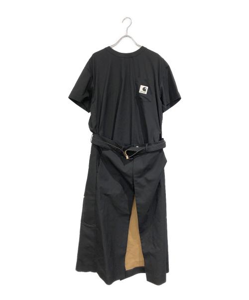 sacai（サカイ）sacai (サカイ) CarHartt (カーハート) 24ssボンディング ドレス ブラック×ブラウン サイズ:3の古着・服飾アイテム