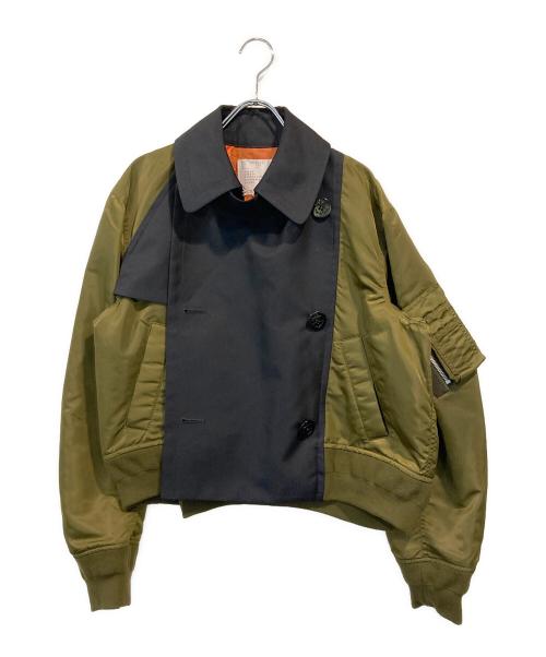 sacai（サカイ）sacai (サカイ) ナイロンツイルドッキングジャケット オリーブ×ブラック サイズ:SIZE 3の古着・服飾アイテム